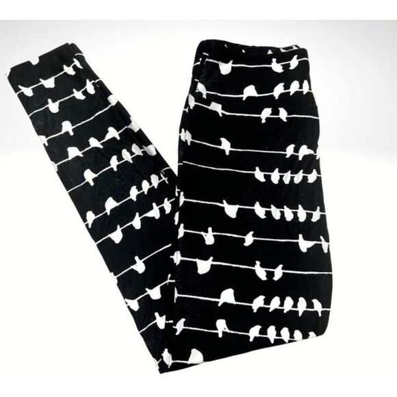 LuLaRoe Girls Leggings‎ Size 00-0 Juniors Birds On A Wire Black TW TWEEN NWT - Picture 1 of 3